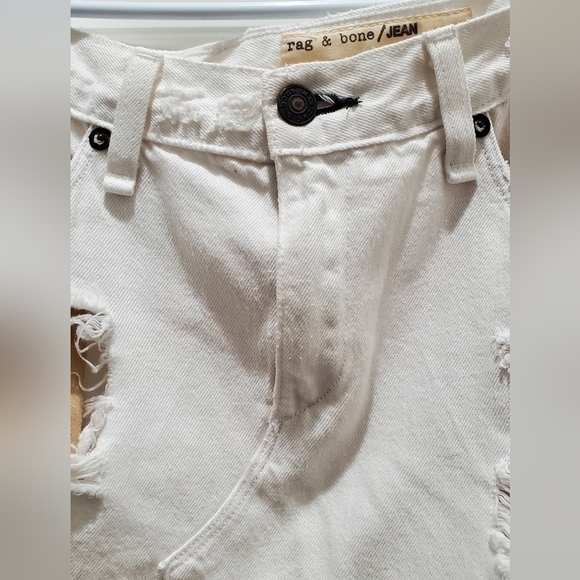 RAG & BONE DISTRESSED DESTROYED SHRED WHITE DENIM SKIRT WOMEN SIZE 25 ROCKER - Picture 13 of 13
